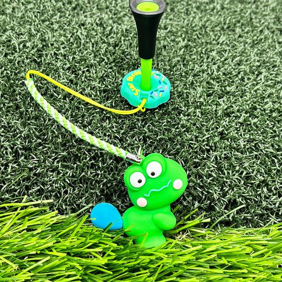 Golf Tee Hanger Donut Shaped Plastic Anti-Lost Ring with Strap Cartoon Animal Pattern Golf Tee Holder for Men Women
