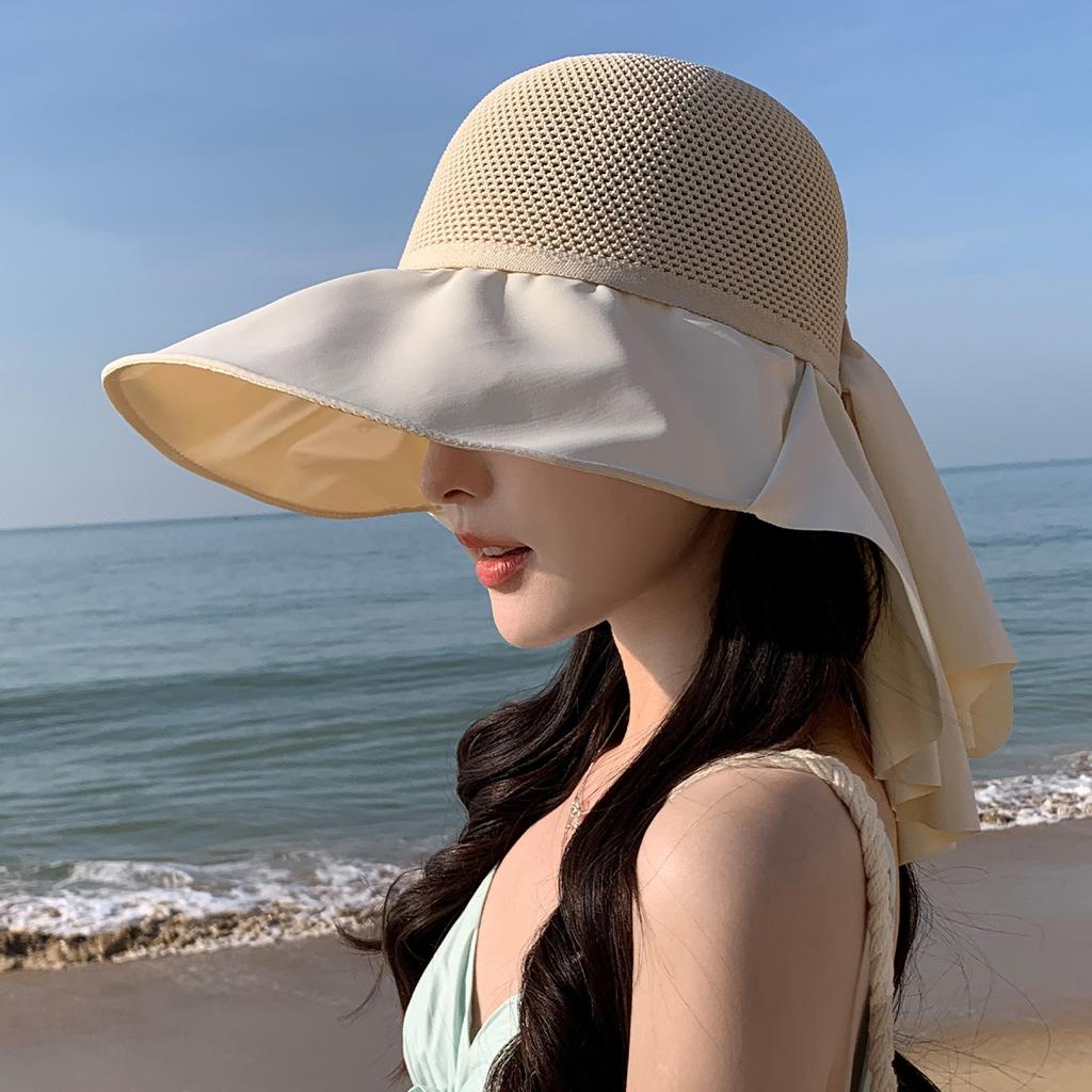 Sun hat lady big eaves sun protection bucket hat face mask hiking sun hat neck protection UV protection