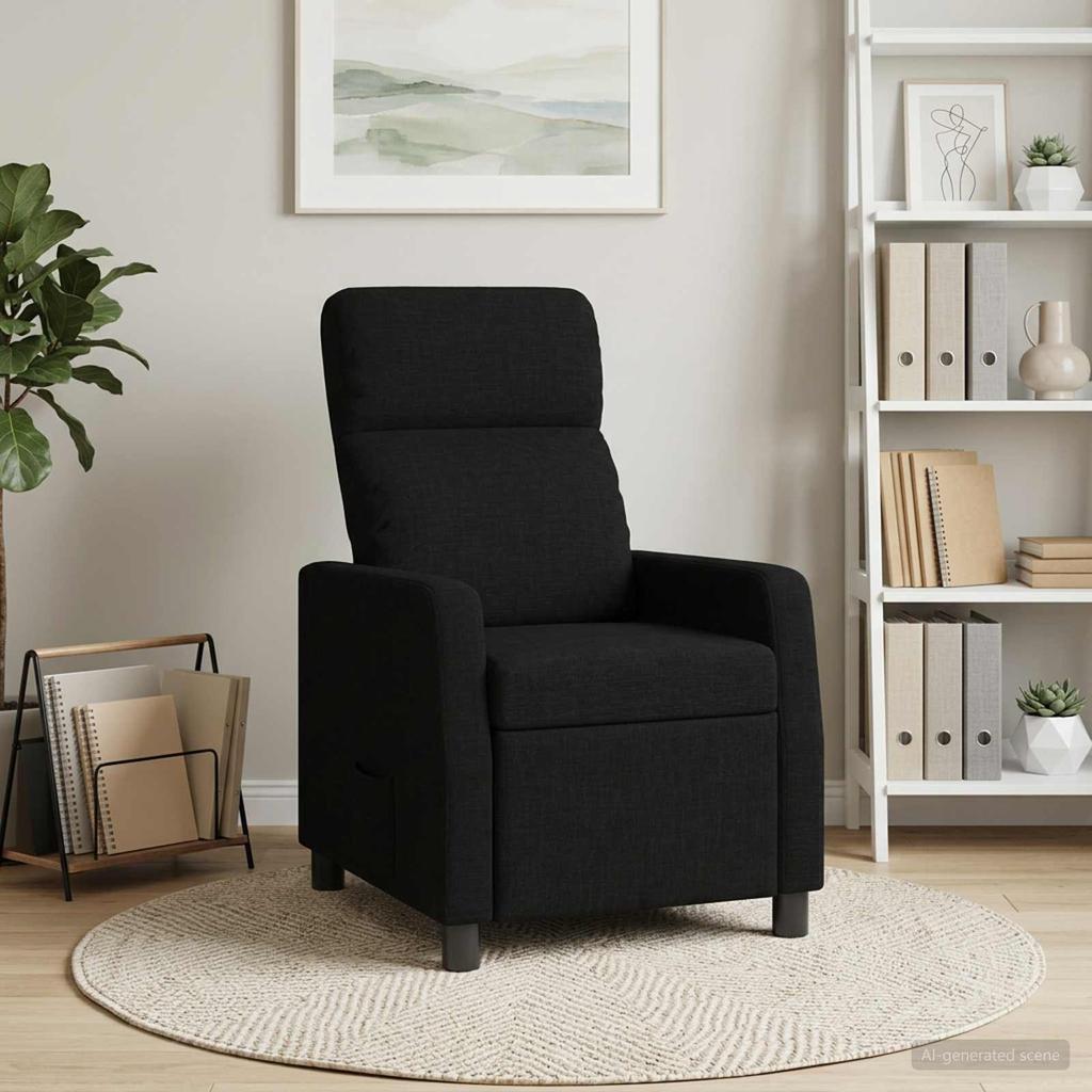 Recliner Chair Black Fabric