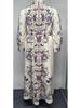 Dubai-Inspired Islamic Floral Lantern Sleeve Dress with Stand Collar