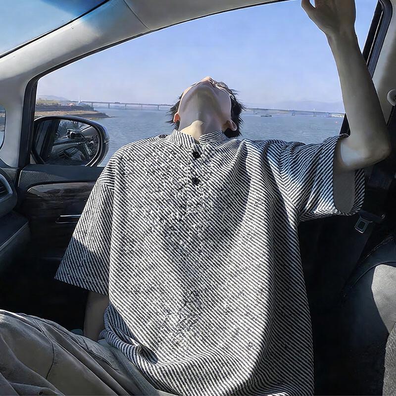 Мужская футболка-henley с коротким рукавом свободного кроя MEDE L