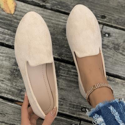 Women's Casual Single Shoes Korean Version of Spring and Autumn Shallow Mouth Flat Bottom Round Head Suede Shoes Flat Heel Large Size Women's Shoes