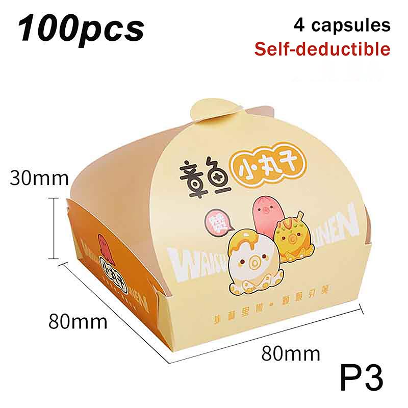 100Pcs Disposable Octopus Ball Packaging Box Japanese Street Food Takoyaki Takeaway Snack Fruit Box Packing Paper Container