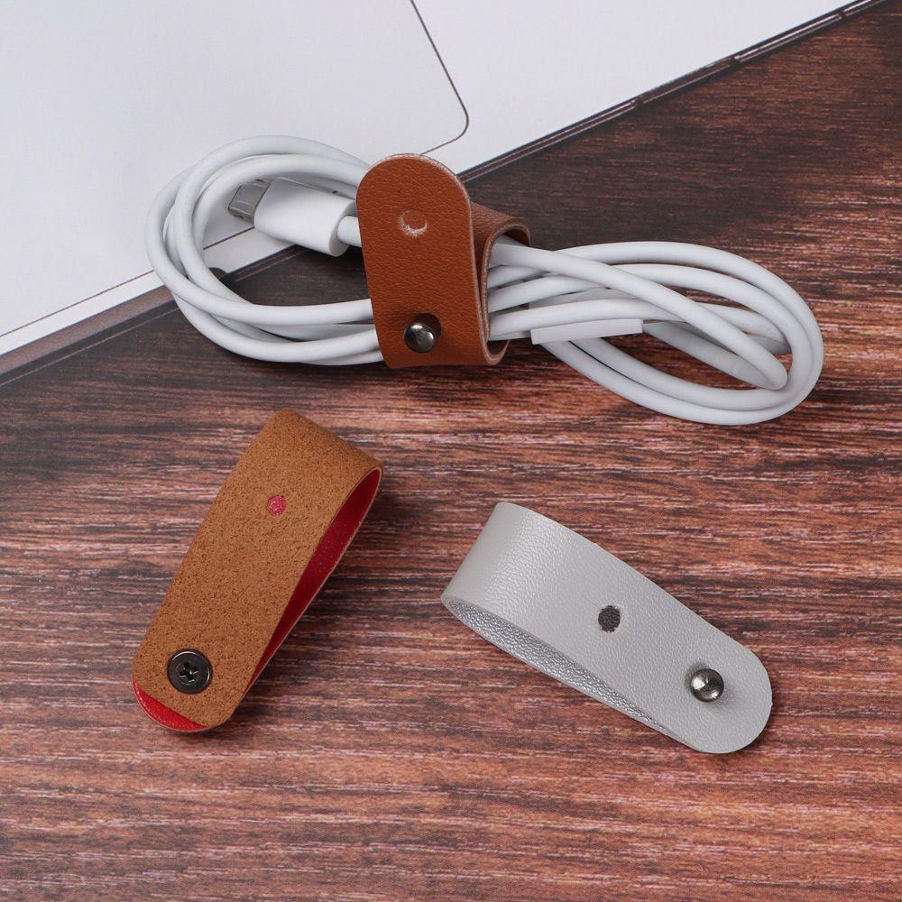 1Pcs Leather Cable Winder Wire Ties Cord Organizer Cable Strap Tie Wrap Cord Management Holder Keeper Earphone Wrap