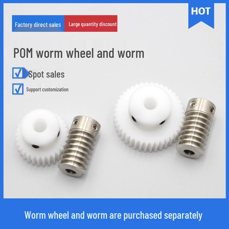 0.8 Module White POM Worm Wheel Gear: Nylon Turbine Worm Gear in Sizes 20-60
