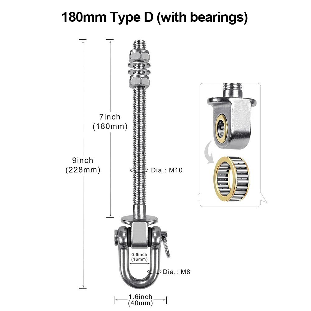 Heavy Duty Swing Hook Stainless Steel Easy Installation Yoga Hammock Hook Threaded Shaft Hammock Hook Indoor Outdoor Playground