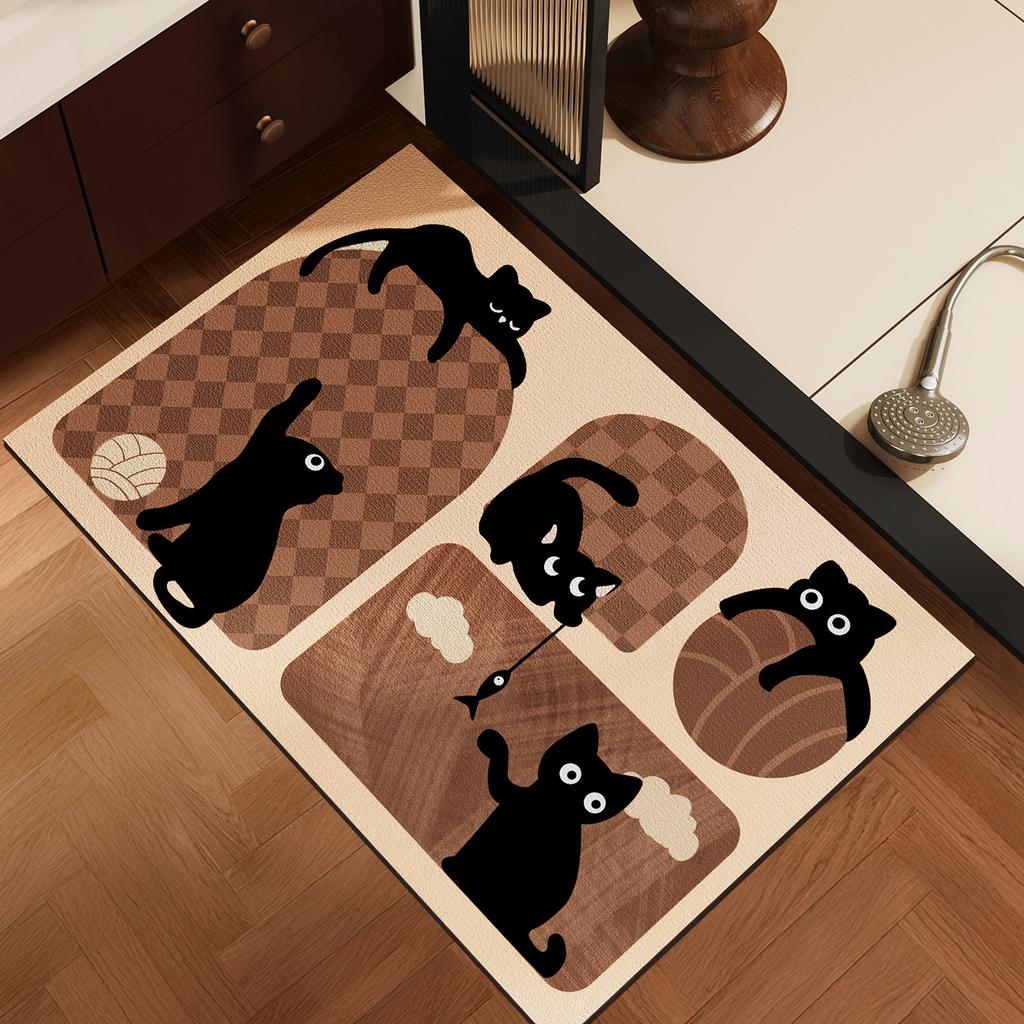 Medieval Style Soft Diatom Mud Floor Mat Bathroom Floor Mat Toilet Household Water-Absorbing Quick-Drying Dirt-Resistant Non-Slip Mat