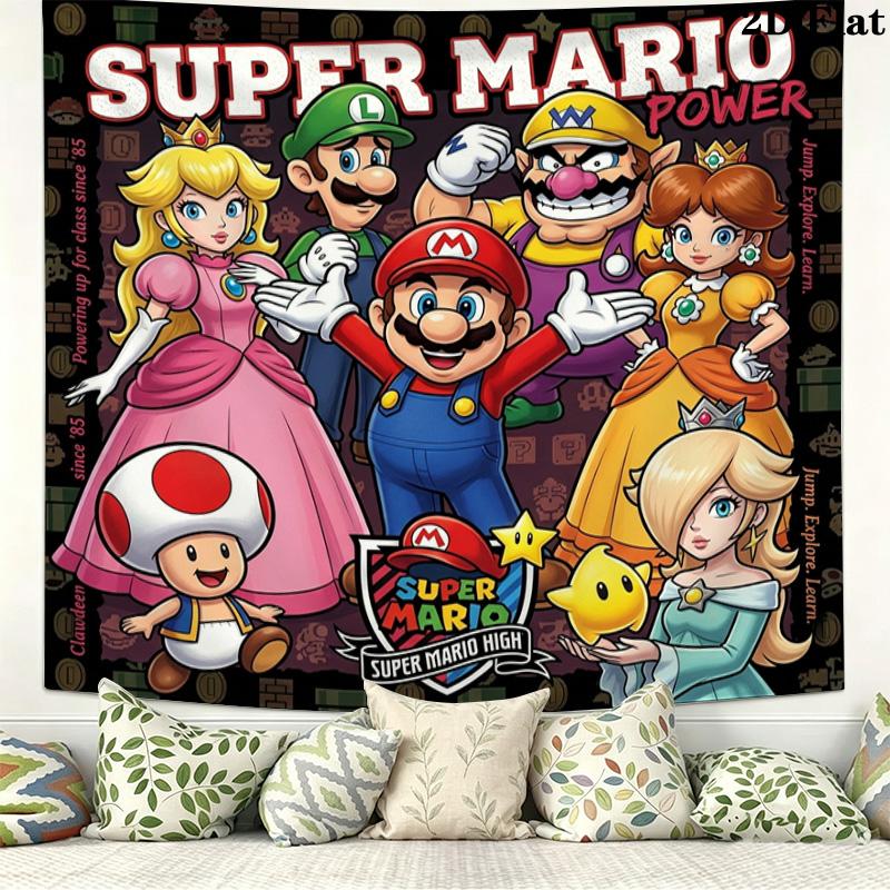 Super Mario Wall Tapestry Aesthetic Wall Hanging Printed Fabric Blanket Decorative Tapestries For Bedroom Living Room Home Decor