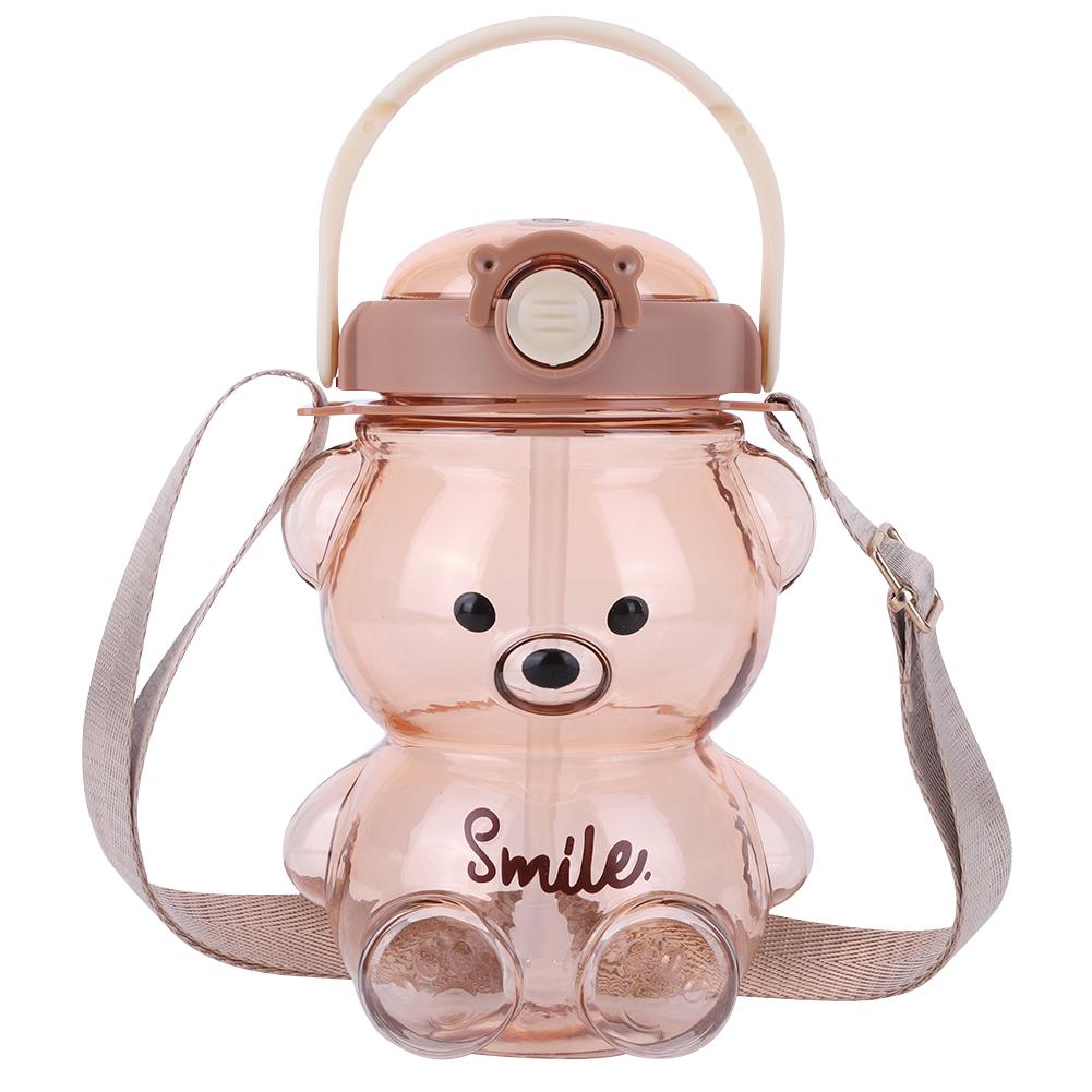 1000/1400 ml Kawaii Björnmugg med axelrem Söt Björn Dricksflaska Läckagesäker Tecknad Fitnessvattenkokare för Utomhussporter