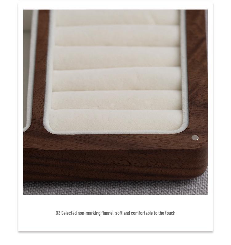 Utsøkt smykkeskrin i svart valnøtt og fløyel: Oppbevaring i massivt tre for ringer og øredobber