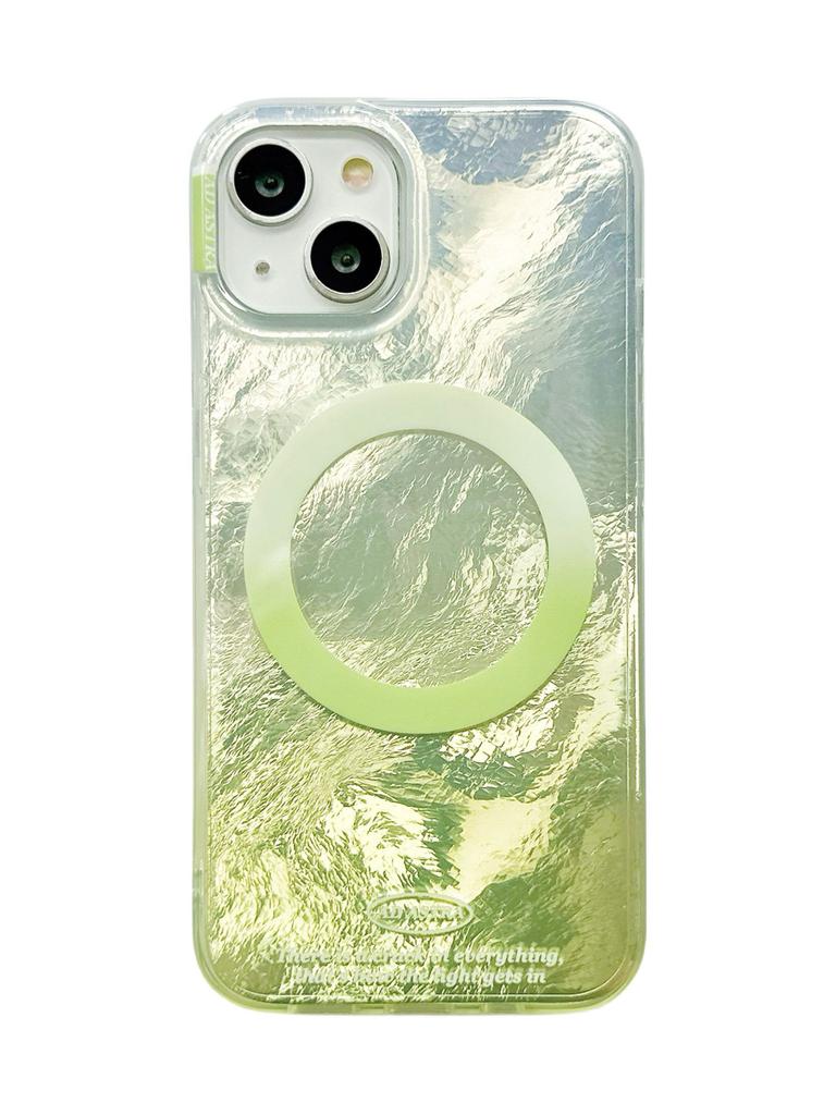 Gradual Change Wave Light Wrinkle Magnetic Suction Bracket Is Suitable for Apple 15promax Mobile Phone Case iPhone14 Smudge 13 Anti-drop