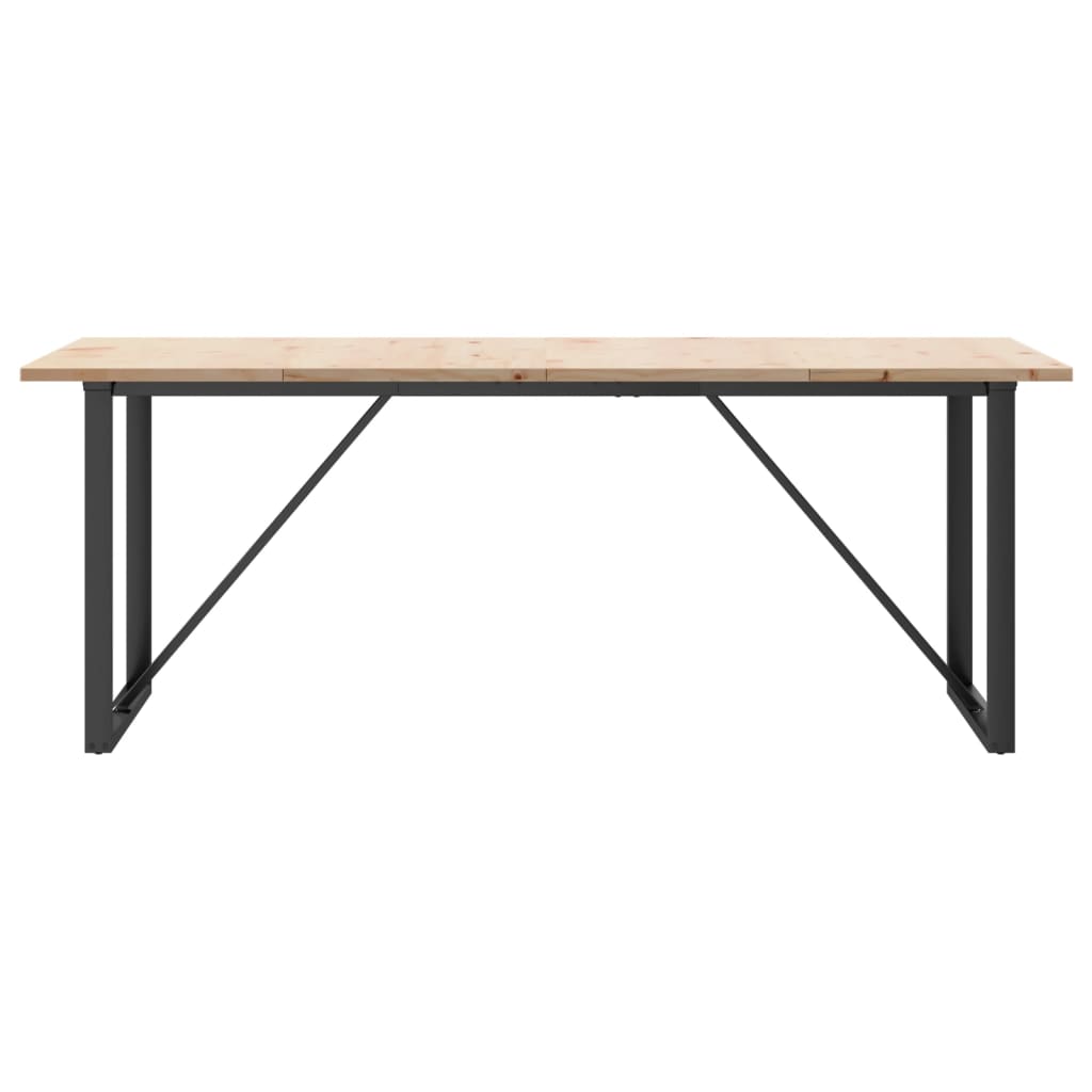Dining Table O Shaped Frame 200 x 100 x 75.5 cm Solid Pine Wood & Steel