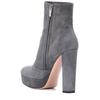 Suede Ankle Boots For Women High Chunky Heel With Platform Side Zipper Stylish Autumn/Winter Shoe Trendy Comfortable