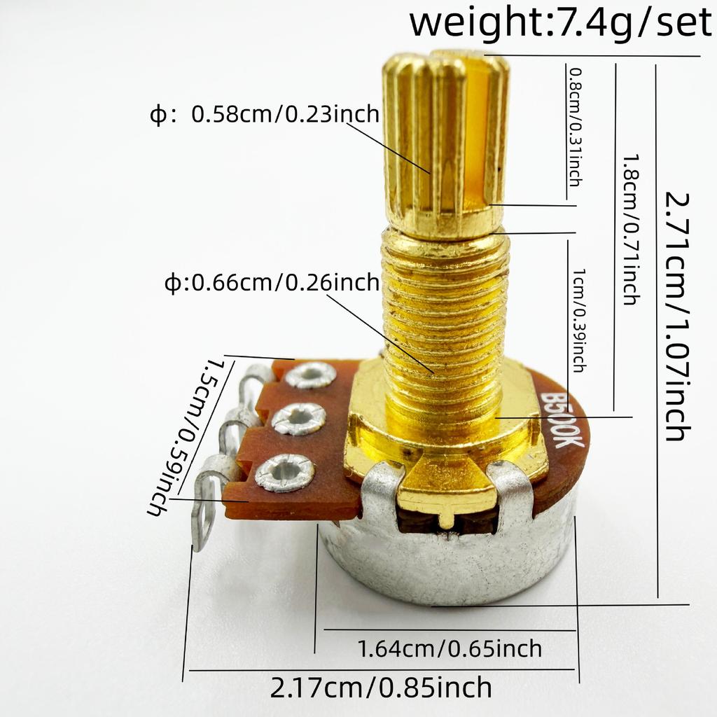 18MM Small Electronic A/B/500K/250K Electric Guitar and Bass Potentiometers Volume and Tone Knobs Tuning Switches