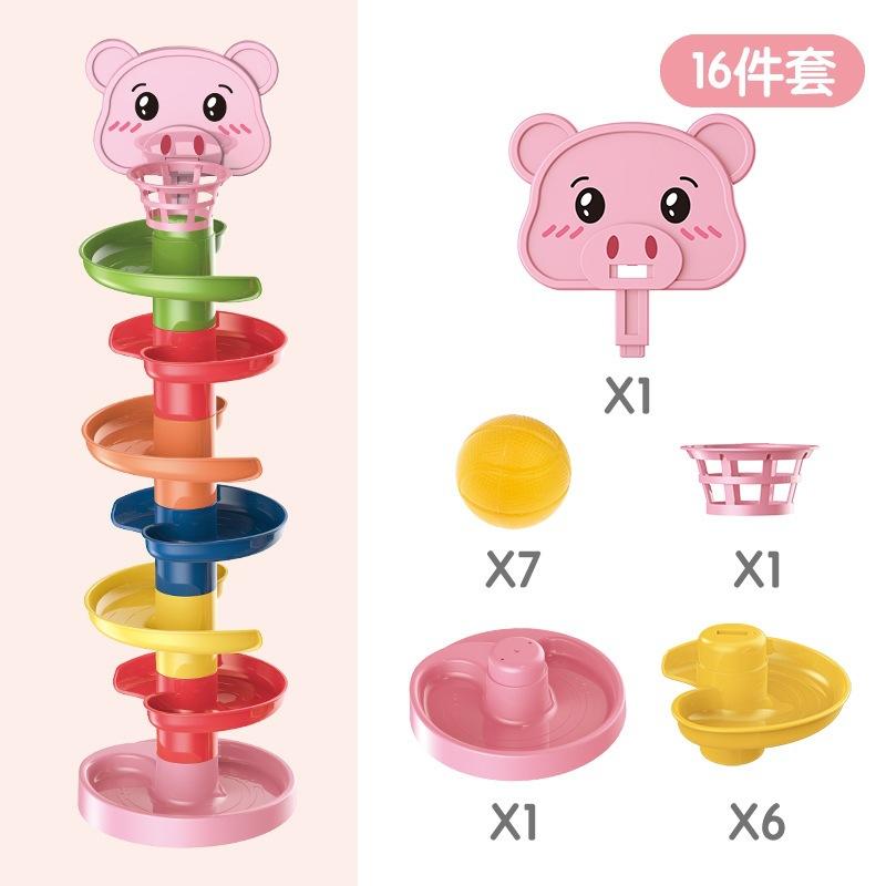 Children's fun track sliding ball spinning music shooting stacking baby early education educational toys children's gifts