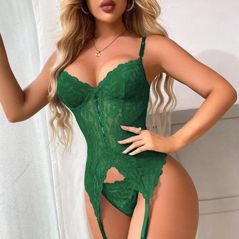 Sexy women's clothing sex lace one-piece suspender underwear set
