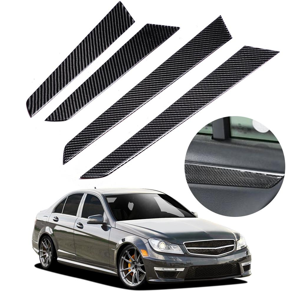 4PCS Interior Door Panel Cover Trim Real Carbon Fiber Fit for Mercedes C Class W204 07 13