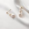 Hot Sell Simple Design 100% Baroque Freshwater Pearl 14K Gold Filled Female Tassels Stud Earrings  Not Allergic