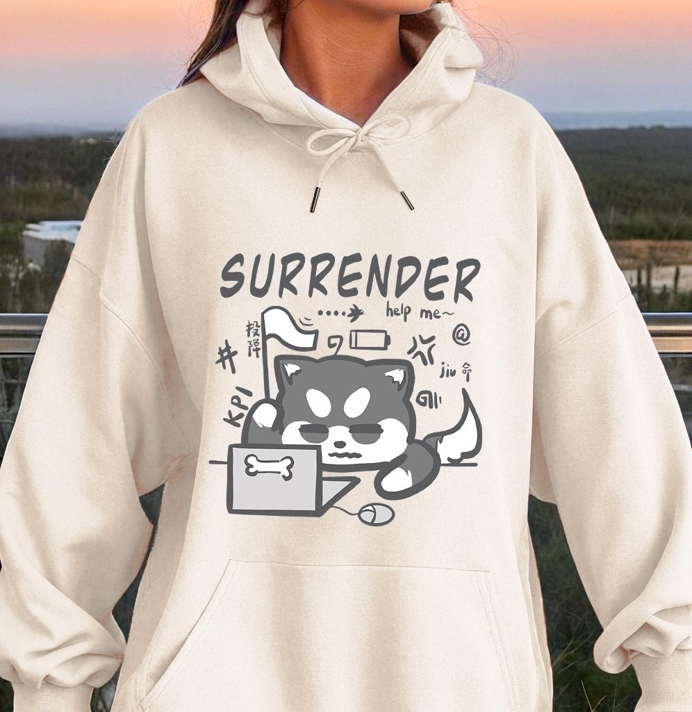Surrender A Tired Working Dog Design Women Hoodie Cartoons Sport Streetwears Basic Street Tracksuit Casual Creativity Pullover