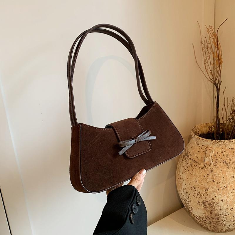 Niche Design Bow Handbag Women's New Shoulder Bag Autumn and Winter Retro High-end Underarm Bag