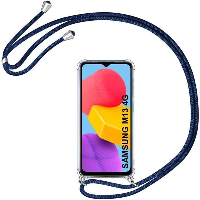Coque de protection pour samsung galaxy m13 - booling - transparent-bleu marine - souple - silicone