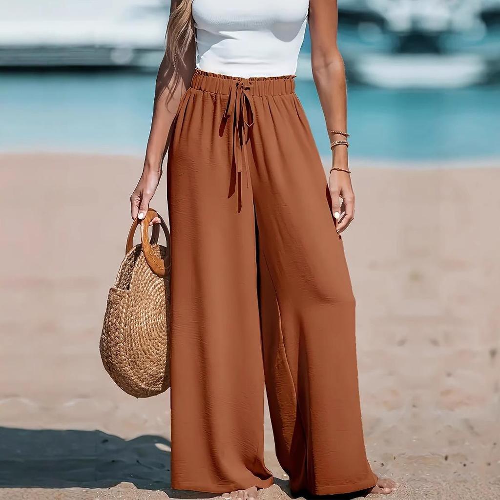 Pantaloni da donna larghi a gamba larga con coulisse comodi casual alla moda per quattro stagioni