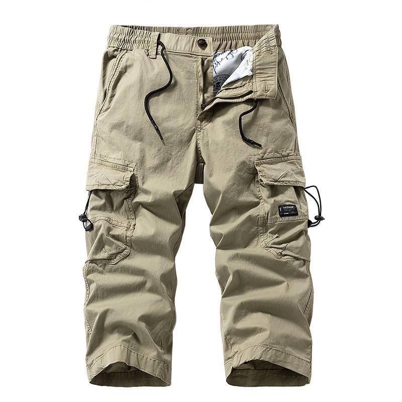 

New Men s Overalls, Multi-pocket Retro Eight-point Pants, Straight Loose Casual Pants, Trendy Brand Men s High-end Pants 38 хакі