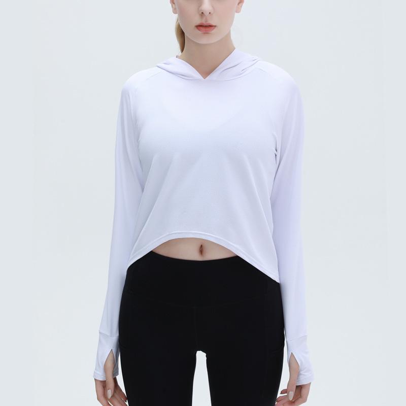 

Women s Summer Yoga Cover-Up: Long Sleeve, Quick-Drying, Breathable Training Top Medium білий