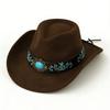 Felt Western Cowboy Hat Fashion Big Head Circumference Hat Big Brim Belt Decoration Ethnic Style Jazz Top Hat