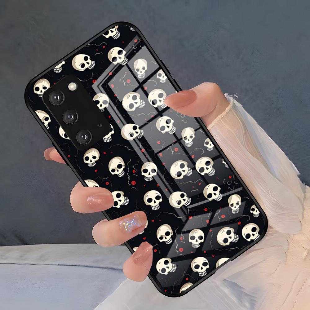 Spooky Skull Patterns Phone Case For Samsung S26 S25 Plus S20 S20 Plus S22 Ultra S23 FE S21 Plus S21 Ultra Glass Cover