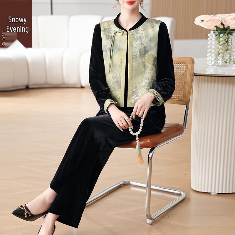 

XUEXI Женский новый бархатный комплект в китайском стиле из 3 предметов 2XL