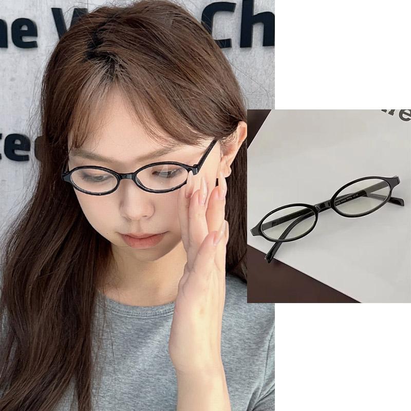 

Y2K Retro Oval Glasses Women Girls Red Green Frame Glass Eyewear Decorative Computer Anti-blue Eyeglasses with Seaside Driving чорний