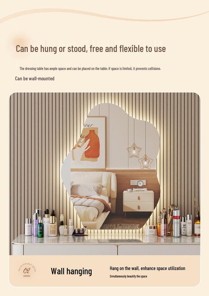 Irregular Shape LED Vanity Mirror: Wall-Mounted, Luminous, Smart Cloud Bedroom Makeup Mirror with Lights