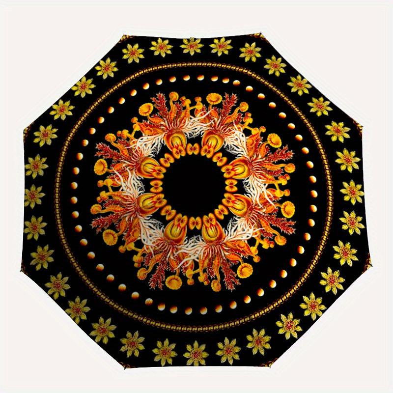

1pc Floral Mandala Automatic Open/close, All-Season Portable Folding Umbrella for Friends, Travel, Everyday yy250812143