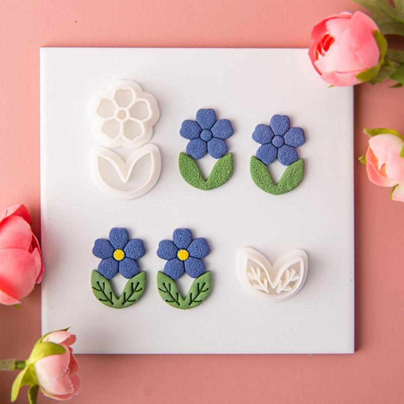 Clay Cutter Leaf Flower Shape Clay Earring Molds for Earrings Making Clay Earring Cutter Tool for Jewelry Making