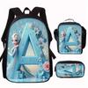 Zaino Scolastico Principessa Set da 3 Pezzi Grande Capacità Impermeabile Borsa a Spalla Astuccio Borsa a Tracolla per Bambini