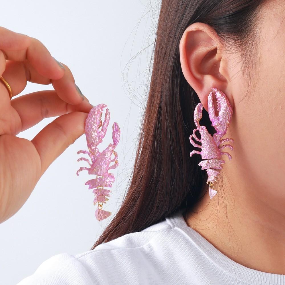 Pinkdudu Summer BOHO Ocean Shell Lobster Zinc Alloy Earrings Trendy Drop Earrings Women Jewelry PD2249