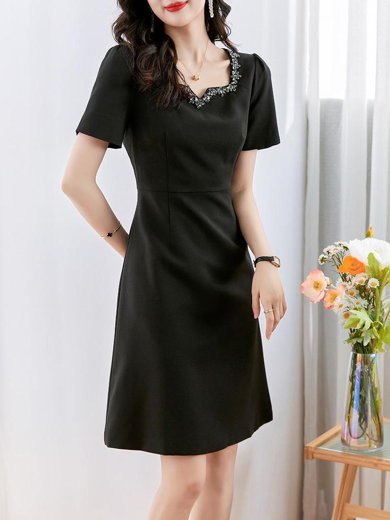 Nanyou French-Style Diamond Waist Slimming Luxury Dress