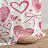 Single Panel White Background Red Grid Heart Shaped Bow Curtain Romantic Style Living Room Bedroom Translucent Polyester Ideal For Sitting