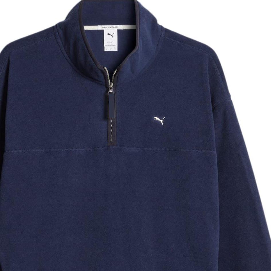 PUMA MMQ Polar Fleece Sweatshirt with Stand Collar Unisex Tops Navy-Blue 620820-16