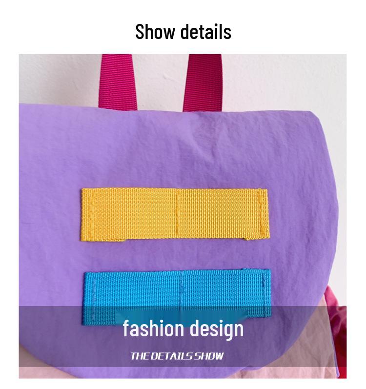 Kids' Lightweight Color Block Backpack: Large Capacity Kindergarten Bag with Drawstring for Boys and Girls