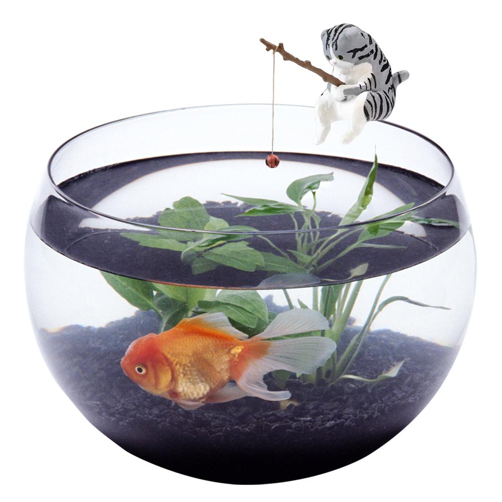 Fish Landscaping Cartoon Cat Statue Cute Fishing Cat Figure Cute Cat Landscaping Decor Home Car Interior Decoration