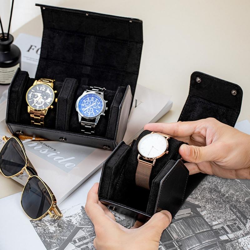 Elegant PU Leather Hexagon Watch Box Compact Design For Safe Jewelry