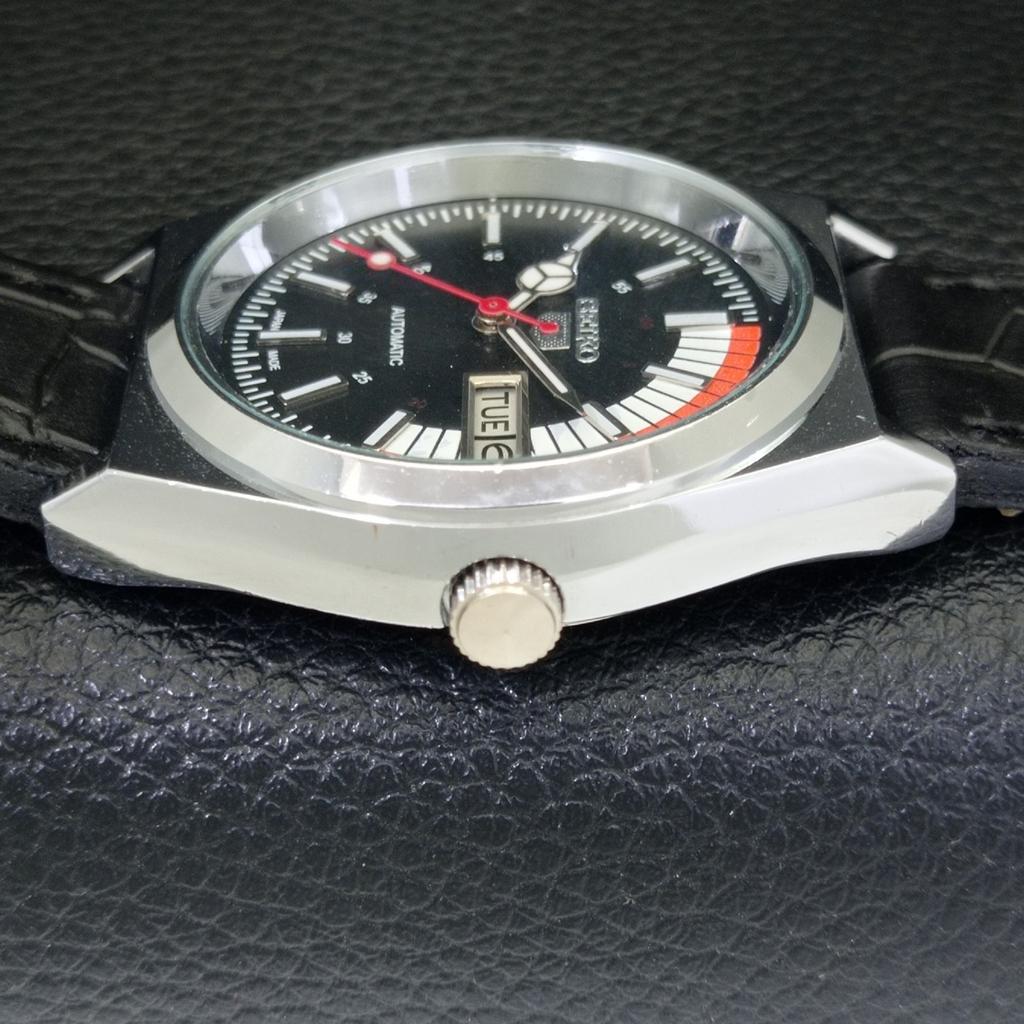VINTAGE REFURBISHED SEIKO 5 AUTOMATIC 6309A JAPAN MENS BLACK WATCH A440885-9 Sk-a440885-1
