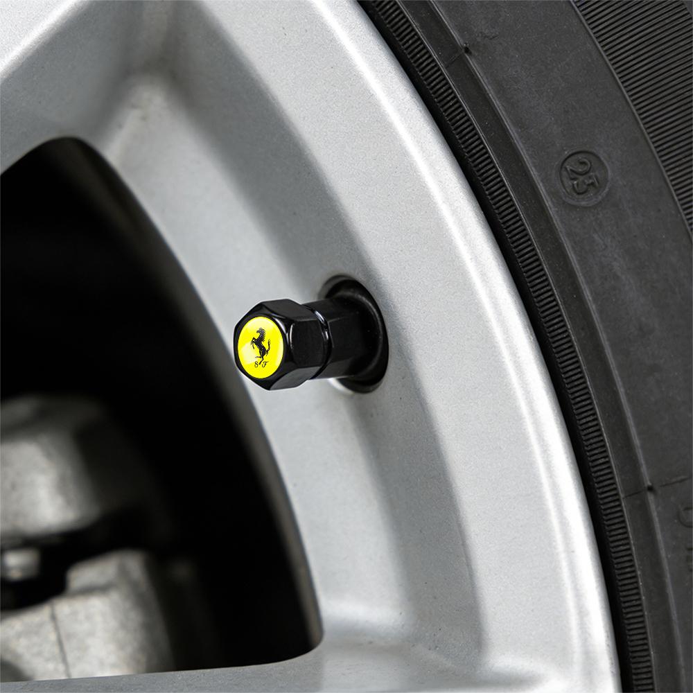 3D Metal Alloy Car Wheel Tyre Valve Caps Tire Stem Air Cover for Ferrari Roma Spider SF90 Superfast Competizione 308 GT4 328 GTB ZX4