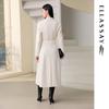 ELLASSAY Women's 2025 A/W Merino Wool Blend Belted Lapel Long Coat