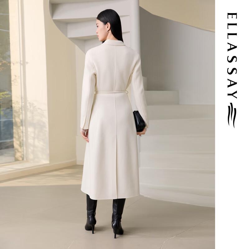 ELLASSAY Women's Lamb Wool Belted Long Coat