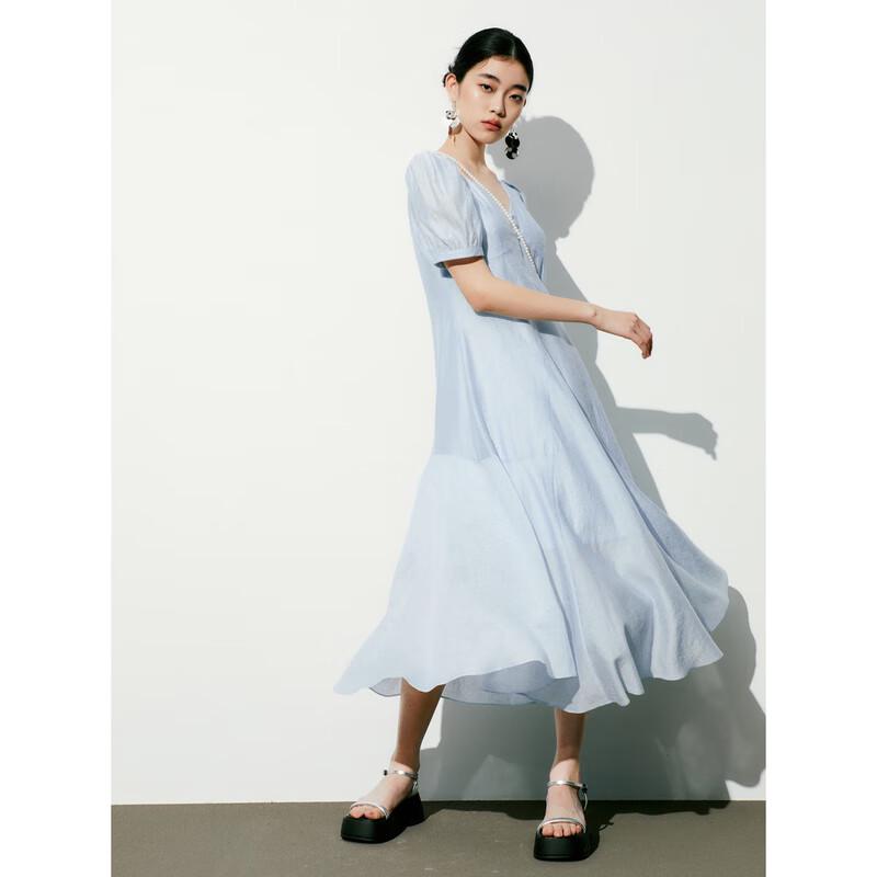 PEACEBIRD Women's French Elegant Waist-Cinching Midi Dress