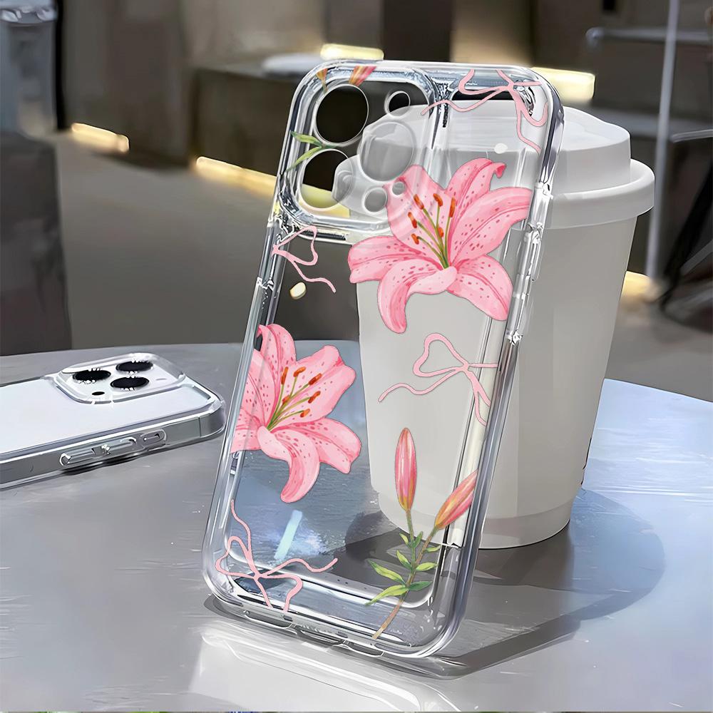 White Daisy Floral Print Transparent Phone Case For Samsung A56 5G A36 S26 S25 Ultra S24 FE S23 S22 A55 A54 A35 A17 A16 A15 A26