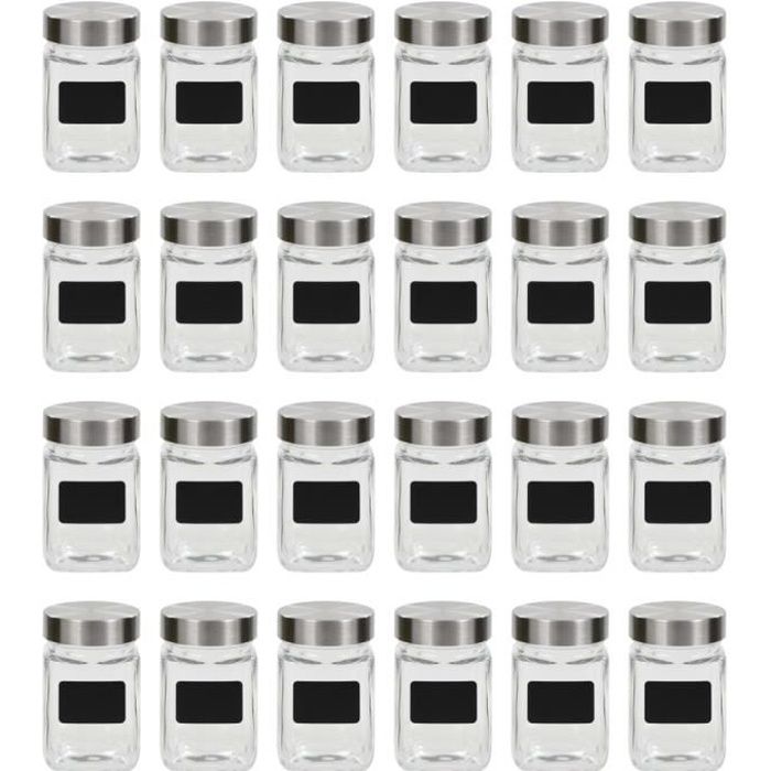 VidaXL Pots de conservation avec autocollant 24 pcs 300 ml